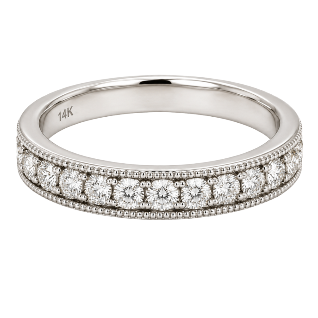 1/2CT Diamond Wedding Band with Milgrain Harris Jeweler Troy, OH