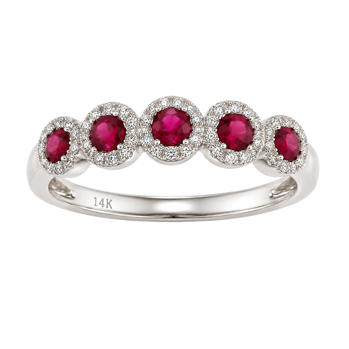 Ruby and Diamond Halo-Style Ring Harris Jeweler Troy, OH