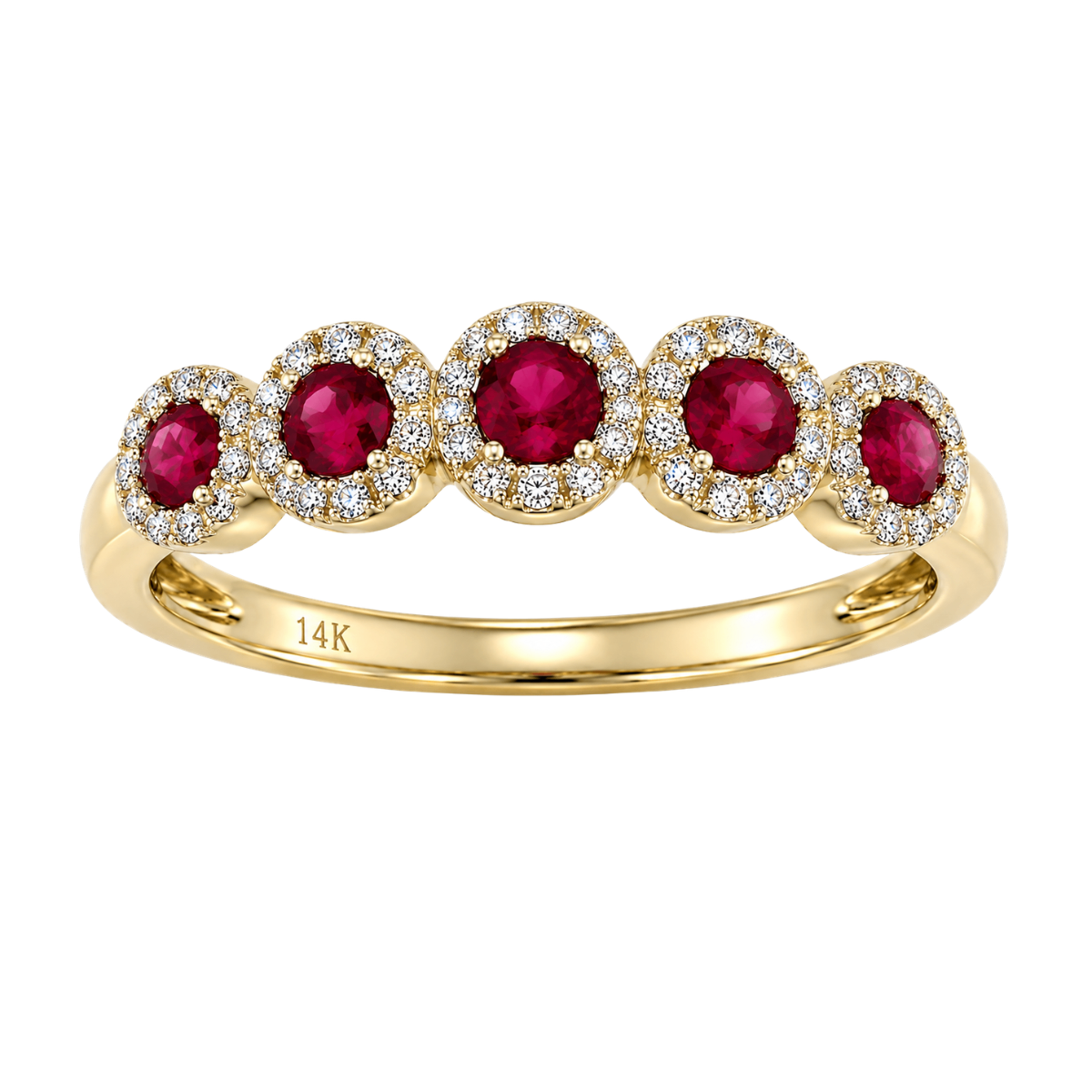 Ruby and Diamond Halo-Style Ring Harris Jeweler Troy, OH