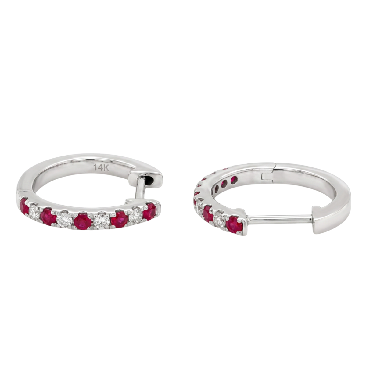 Ruby and Diamond Hoop Earrings Harris Jeweler Troy, OH