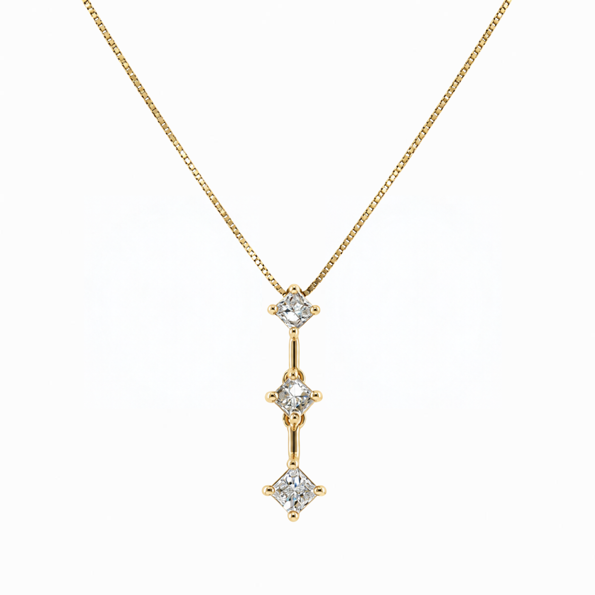 2/5CTW Princess Cut Diamond 3-Stone Estate Necklace Harris Jeweler Troy, OH
