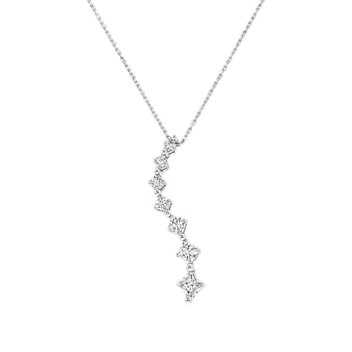 1/2CT Princess Diamond Estate Journey Necklace Harris Jeweler Troy, OH