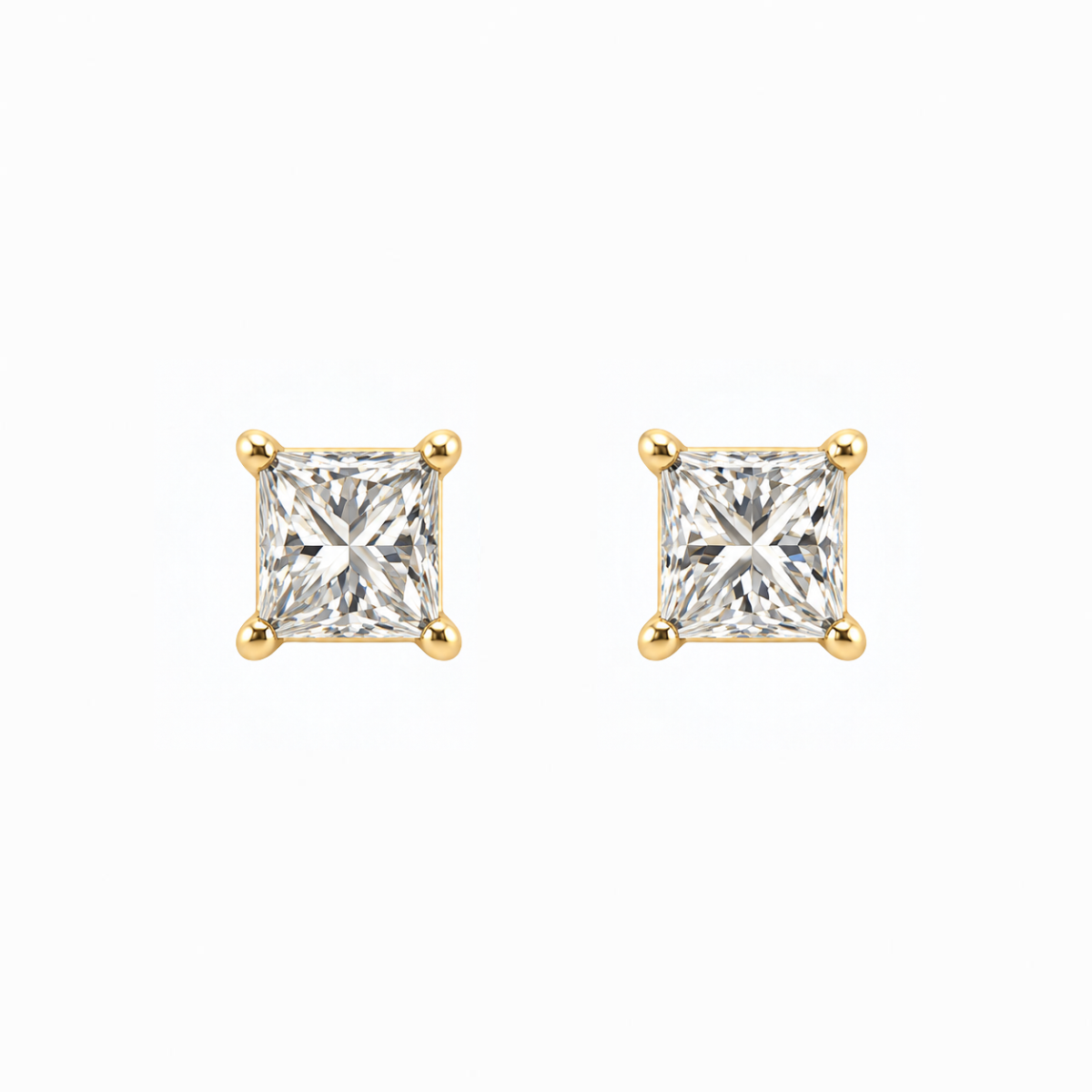 1CTW Princess Cut Diamond Estate Stud Earrings Harris Jeweler Troy, OH