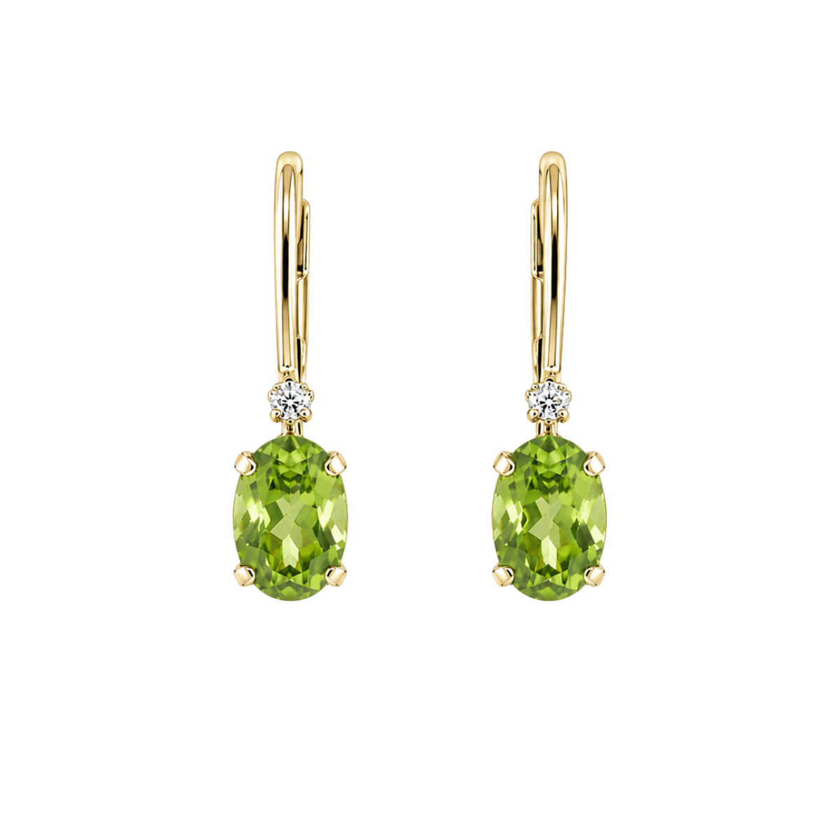 Peridot and Diamond Leverback Estate Earrings Harris Jeweler Troy, OH