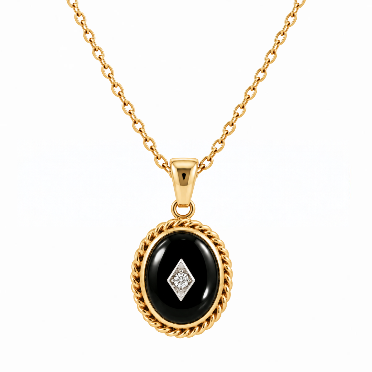 Onyx and Diamond Estate Necklace Harris Jeweler Troy, OH