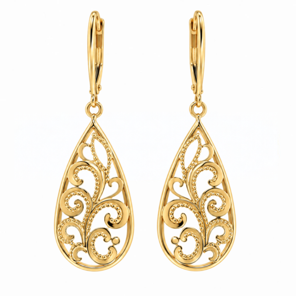 Dangle Filigree Estate Gold Earrings Harris Jeweler Troy, OH