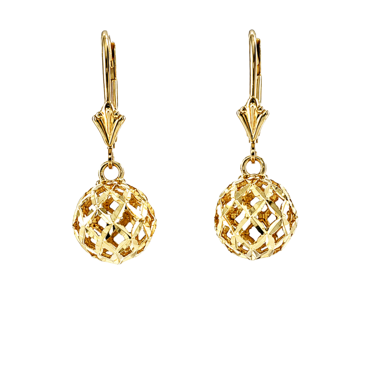 Faceted Dangle Ball Estate Earrings Harris Jeweler Troy, OH