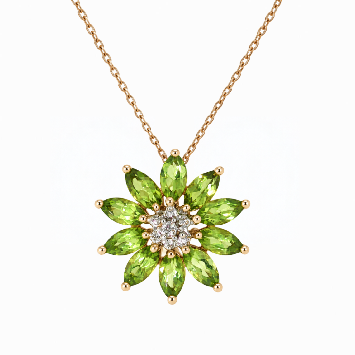 Flower Peridot Estate Necklace Harris Jeweler Troy, OH
