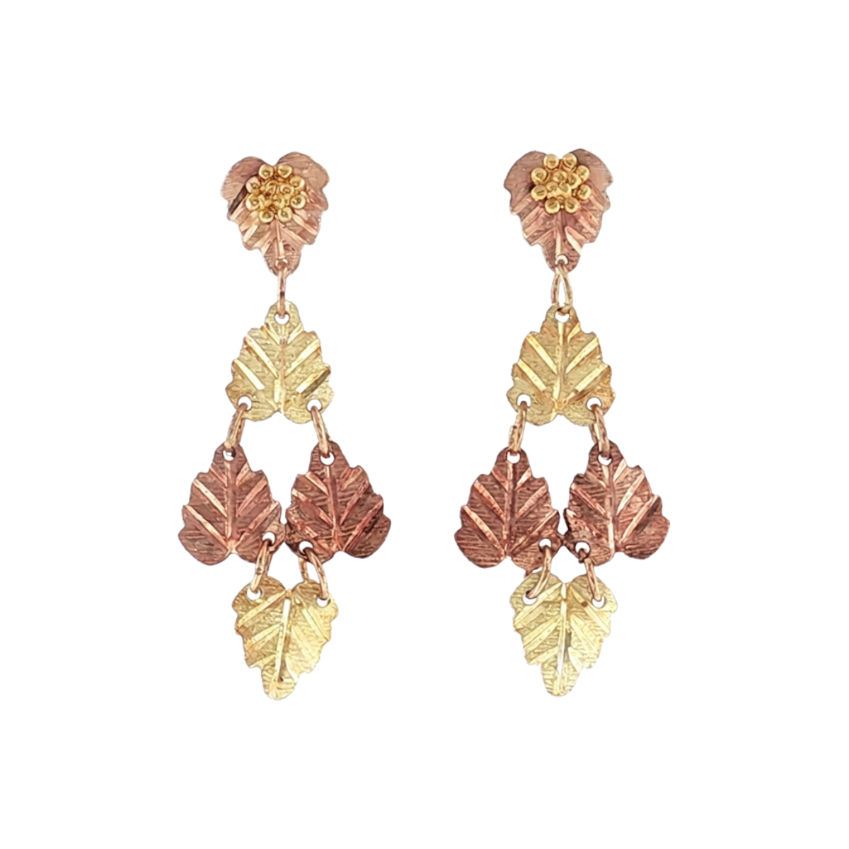 Black Hills Gold Leaf Dangle Earrings Harris Jeweler Troy, OH