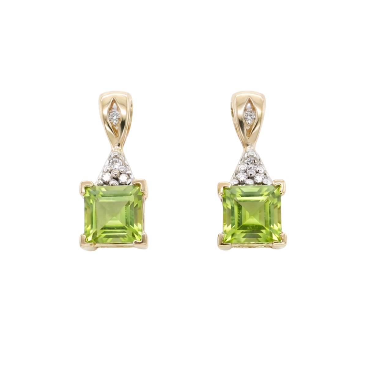Peridot and Diamond Estate Earrings Harris Jeweler Troy, OH