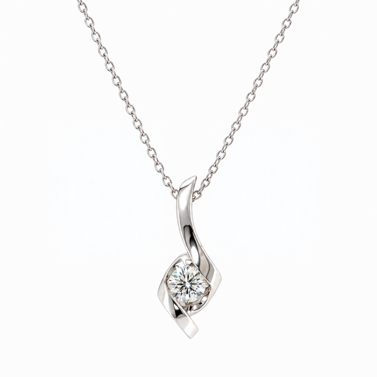 1/4CT Diamond Solitaire Swirl Necklace Harris Jeweler Troy, OH