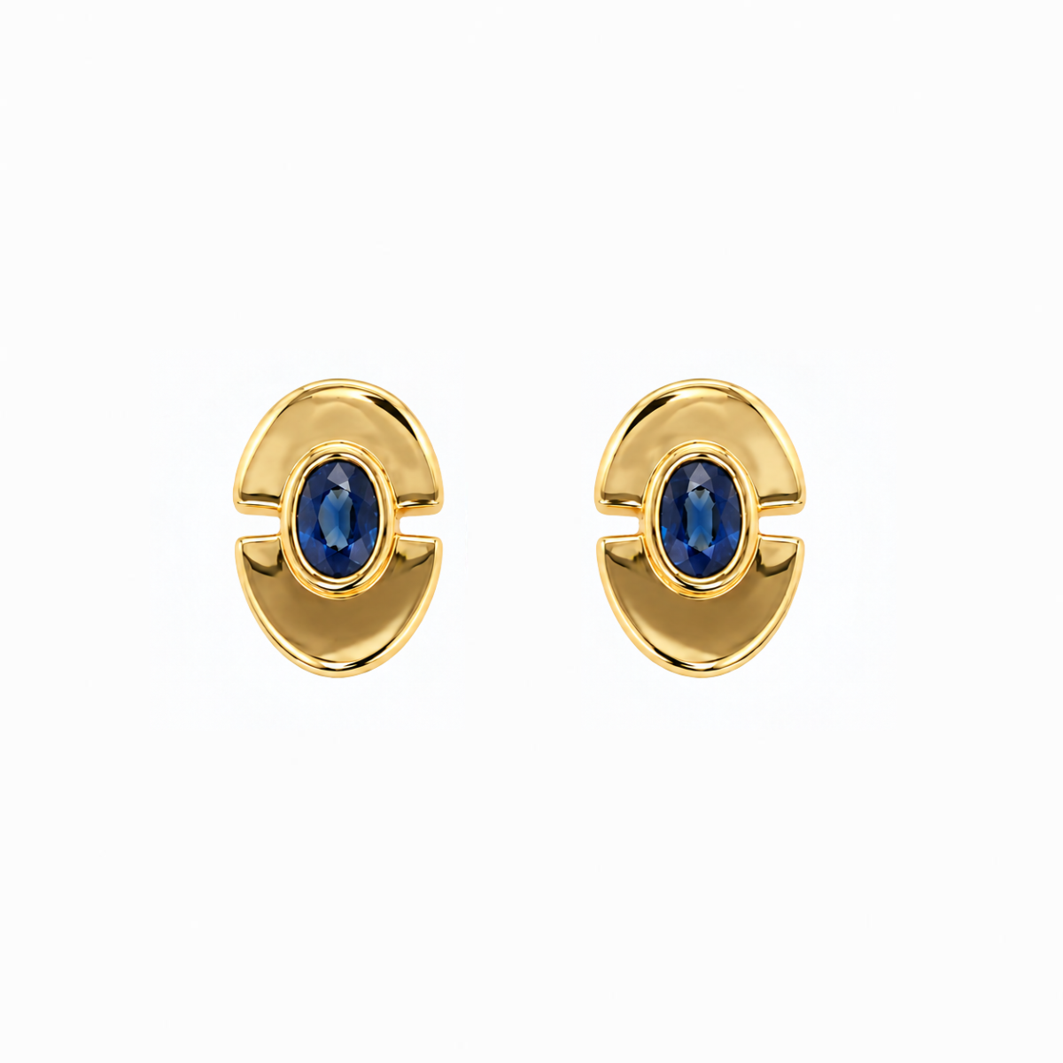 Blue Sapphire Contemporary Estate Stud Earrings Harris Jeweler Troy, OH