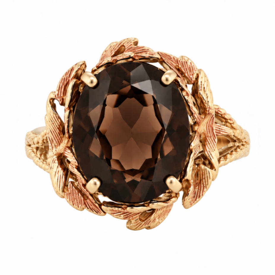 Retro Smoky Quartz Leaf-Motif Estate Ring Harris Jeweler Troy, OH