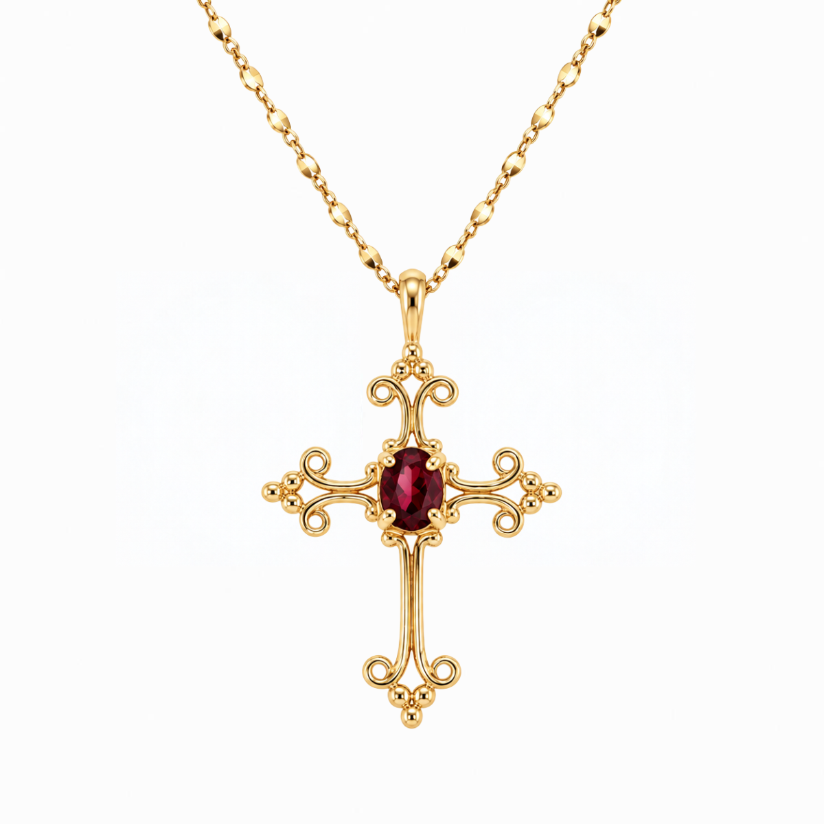 Pink Tourmaline Estate Cross Necklace Harris Jeweler Troy, OH