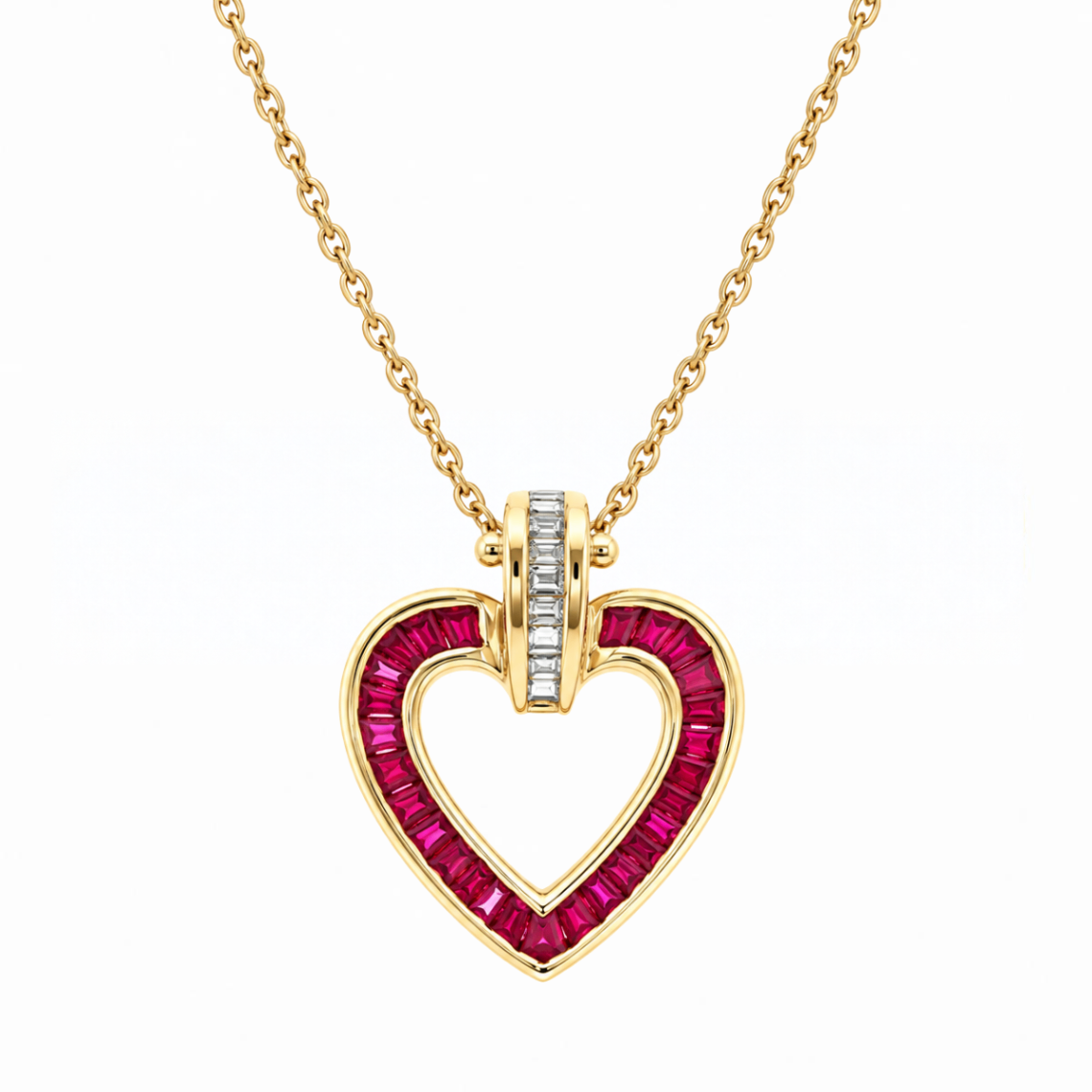 Ruby and Diamond Estate Heart Necklace Harris Jeweler Troy, OH