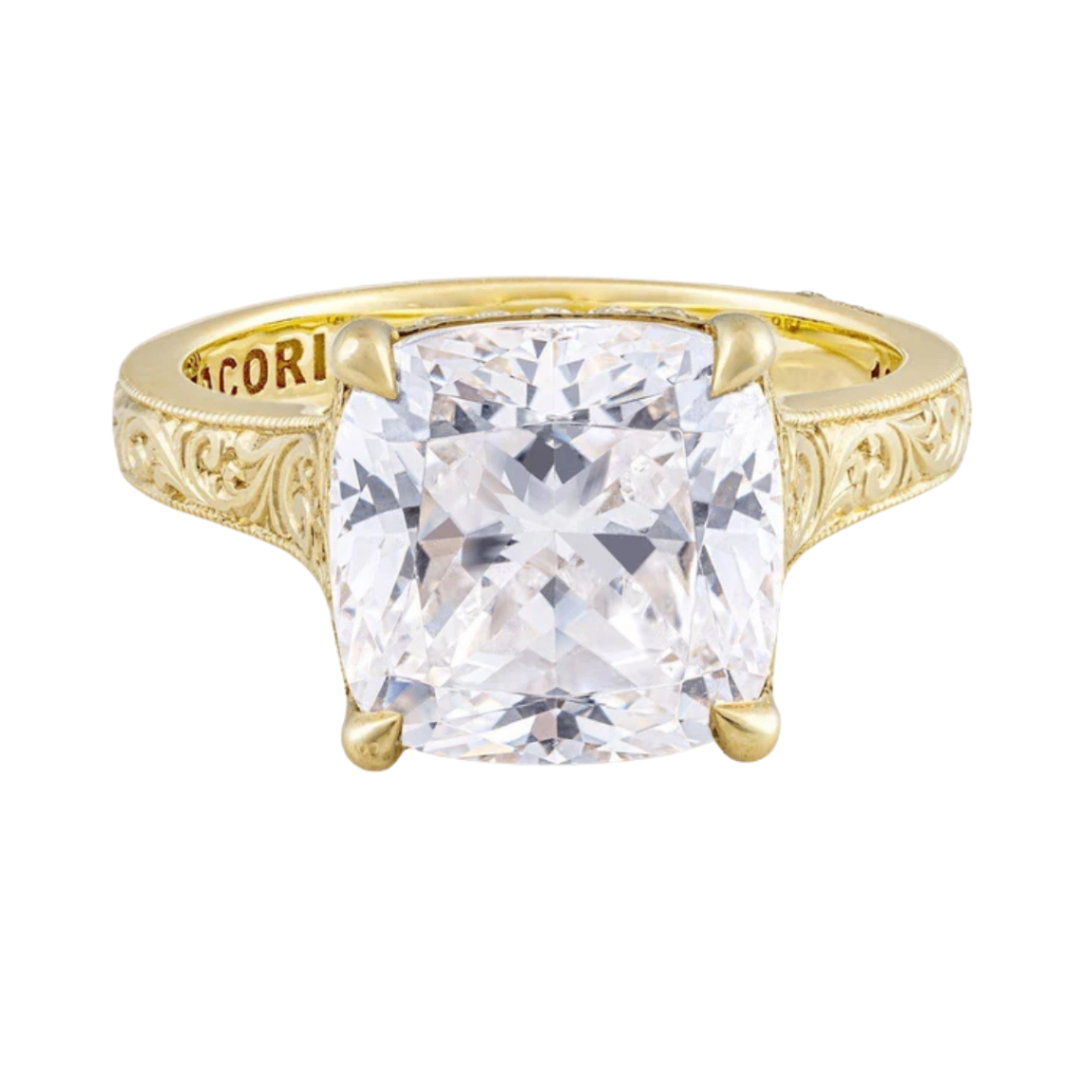 Tacori Hand-Engraved Cushion Diamond Semi-Mount Engagement Ring Harris Jeweler Troy, OH