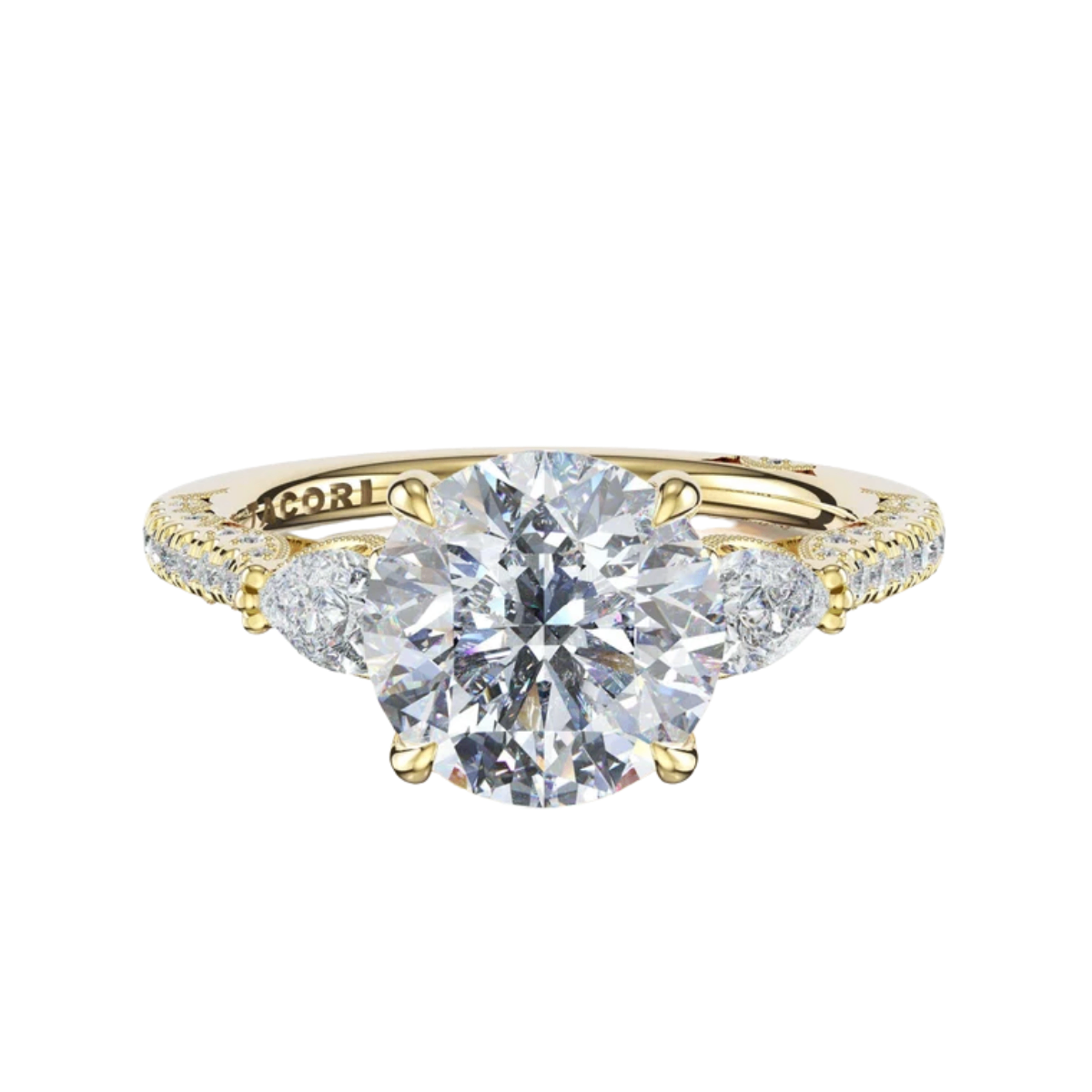 Tacori 3-Stone Round Diamond Semi-Mount Engagement Ring Harris Jeweler Troy, OH