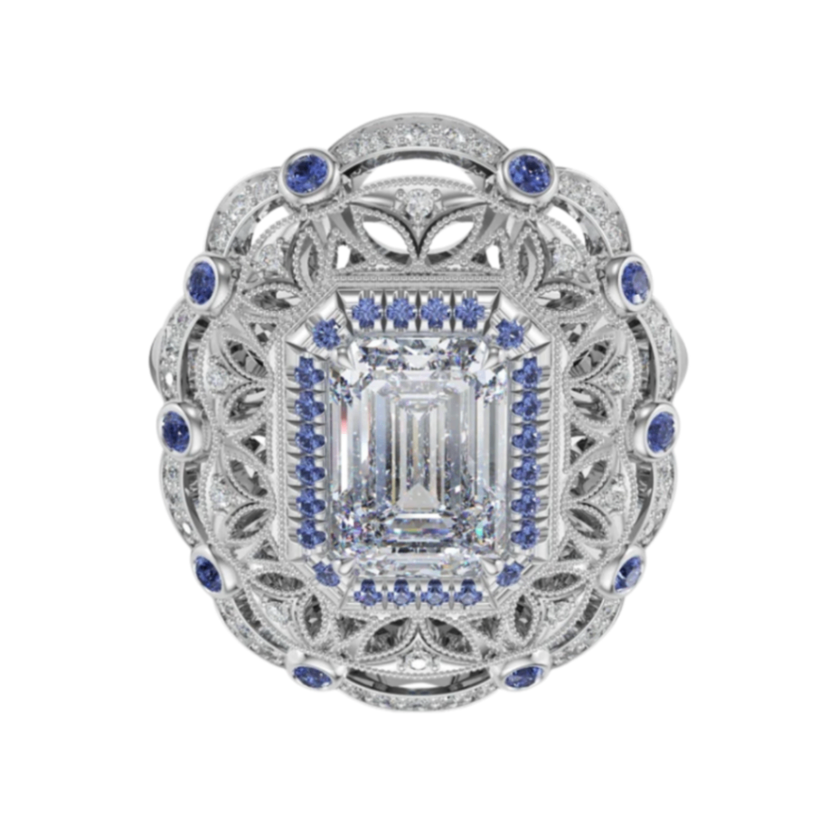 Tacori Donatella Emerald Diamond and Sapphire Semi-Mount Engagement Ring Harris Jeweler Troy, OH