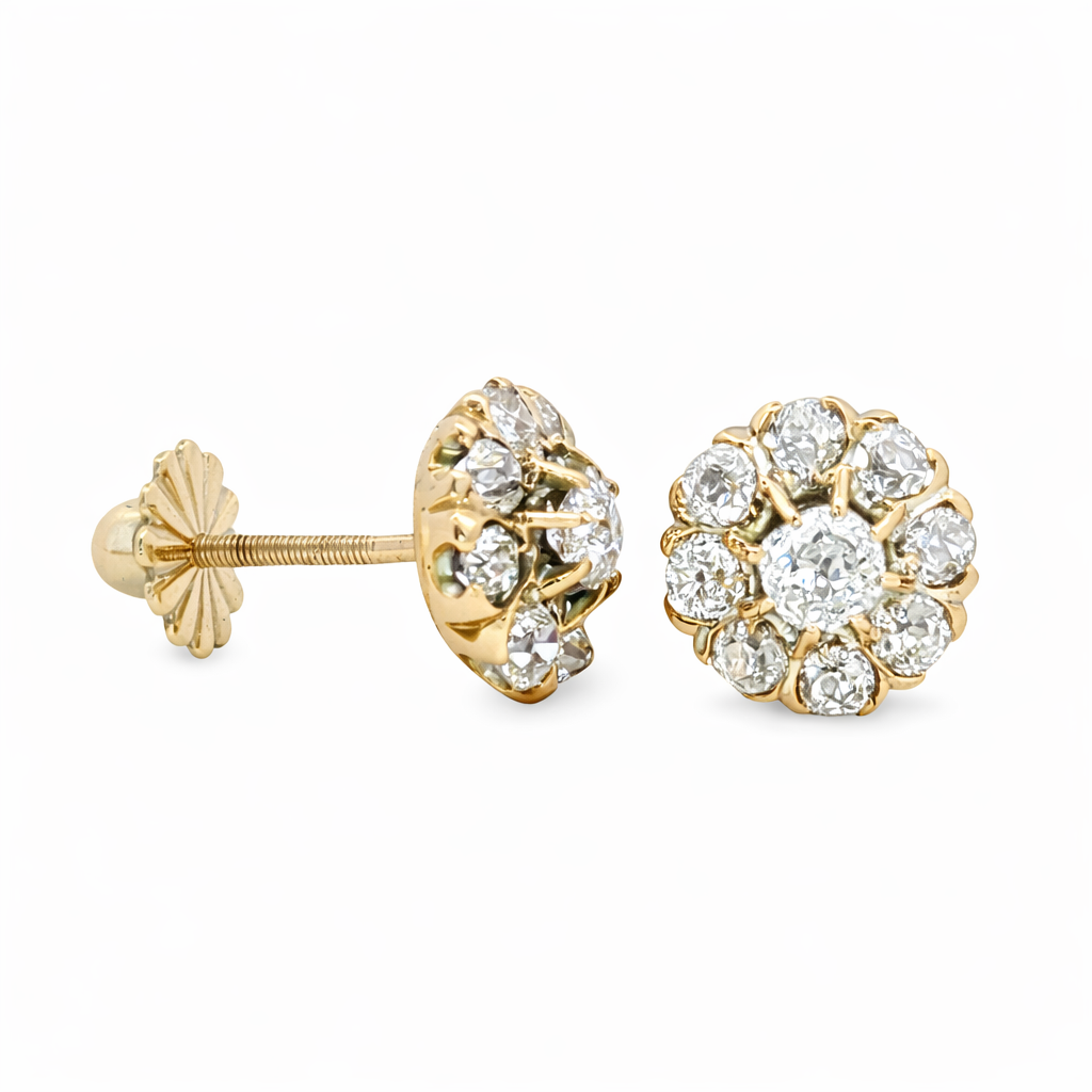 Victorian Antique Diamond Stud Earrings Harris Jeweler Troy, OH