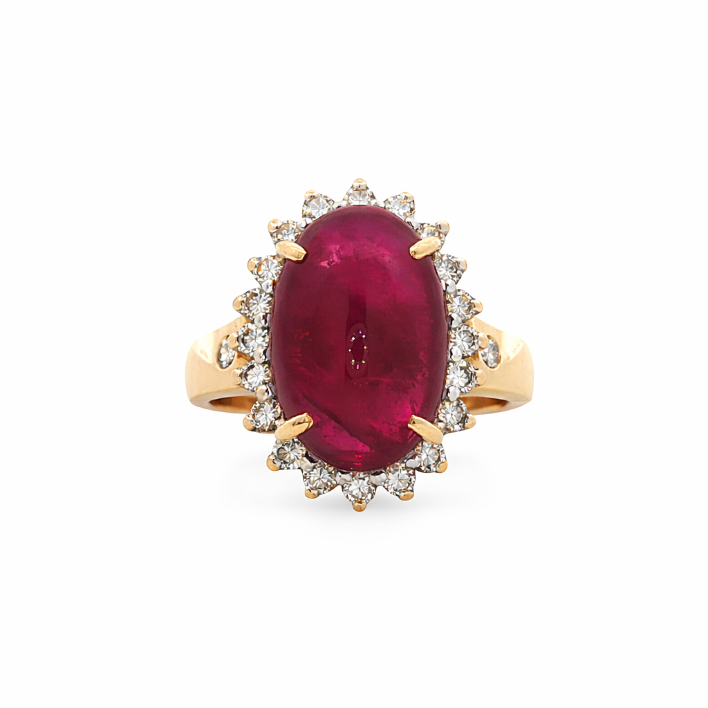 Rubellite and Diamond 18K Estate Ring Harris Jeweler Troy, OH