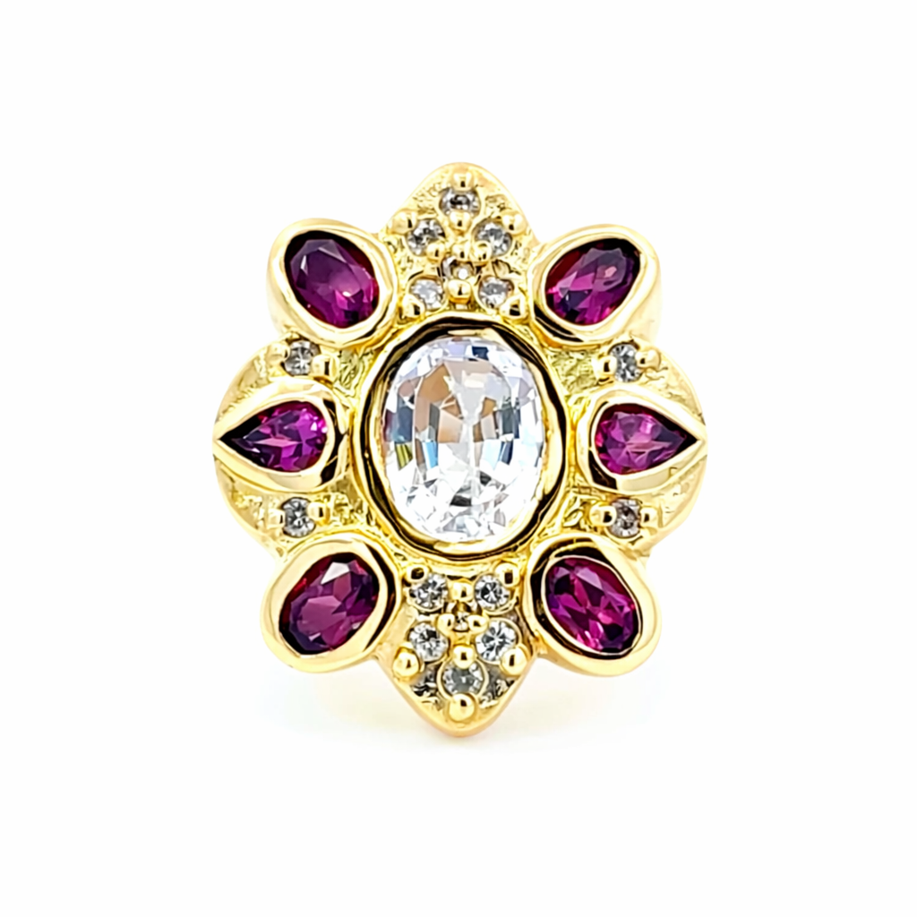 Custom Kunzite and Diamond Estate Ring Harris Jeweler Troy, OH