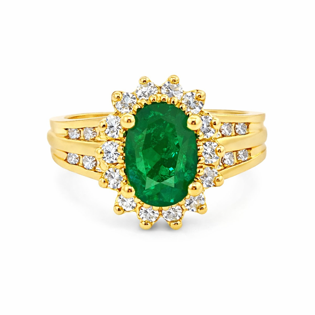 Emerald and Diamond Estate Ring Harris Jeweler Troy, OH