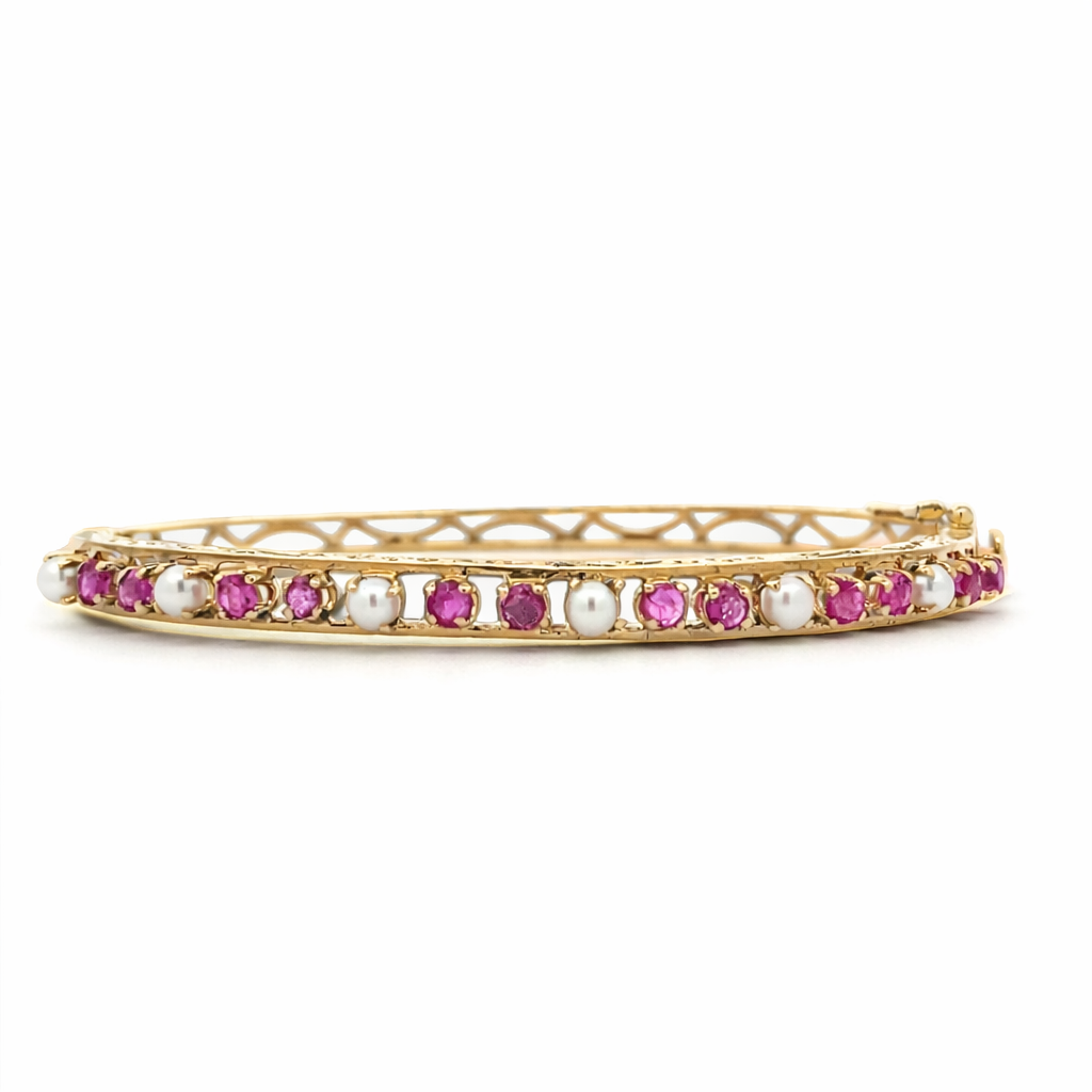 Estate Ruby and Pearl Bangle Harris Jeweler Troy, OH