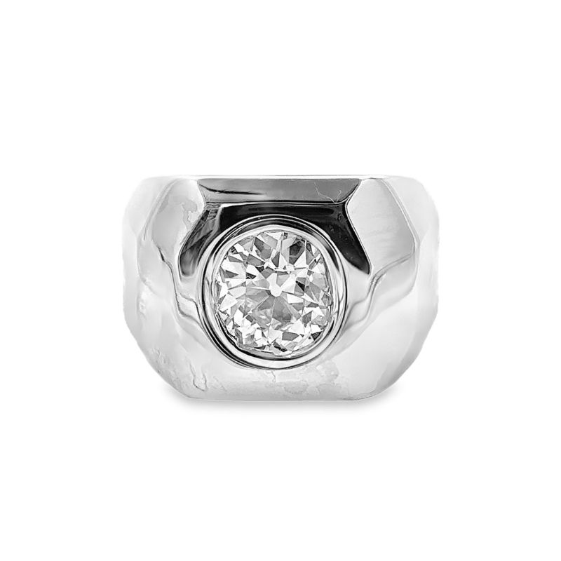 2CT Old European Cut Diamond Gents Signet Ring Harris Jeweler Troy, OH