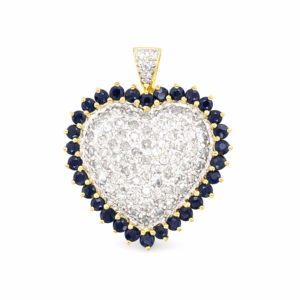 Sapphire and Diamond Estate Heart Necklace Harris Jeweler Troy, OH