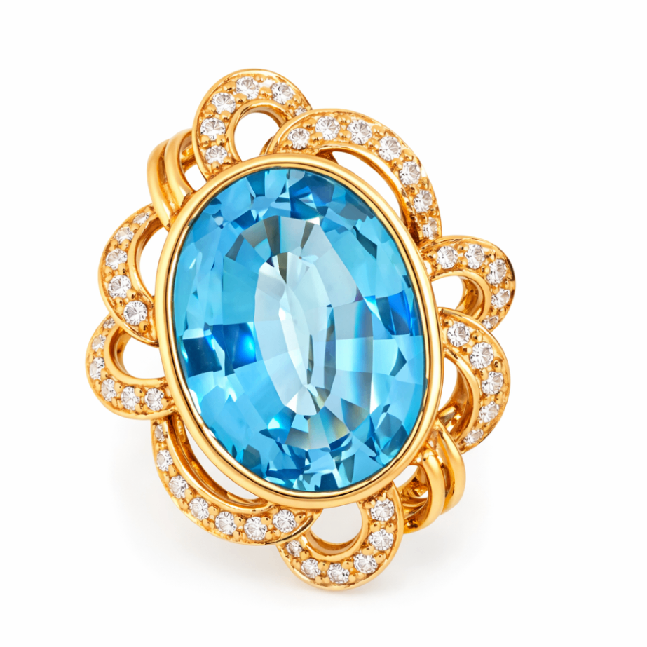 Blue Topaz and Diamond Estate Pin Harris Jeweler Troy, OH