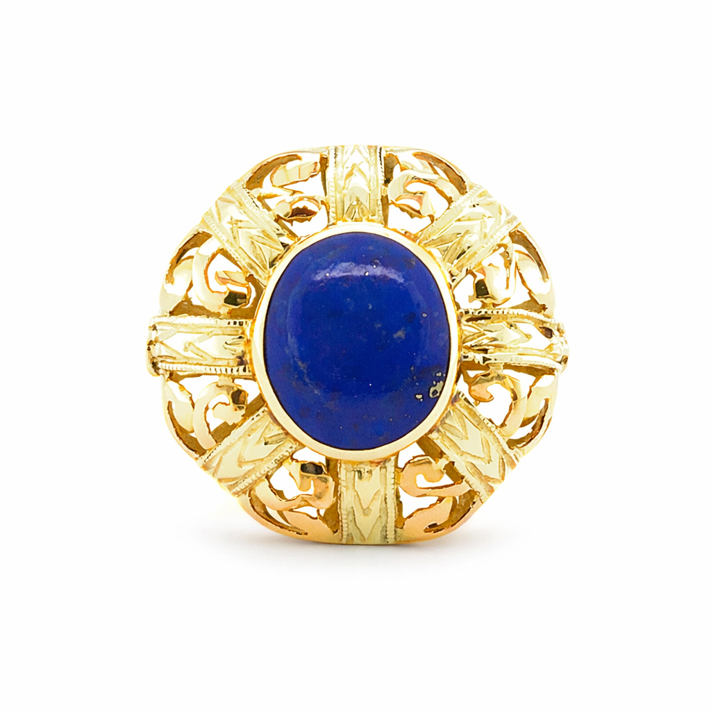 Antique Handmade Art Deco Lapis Estate Ring Harris Jeweler Troy, OH
