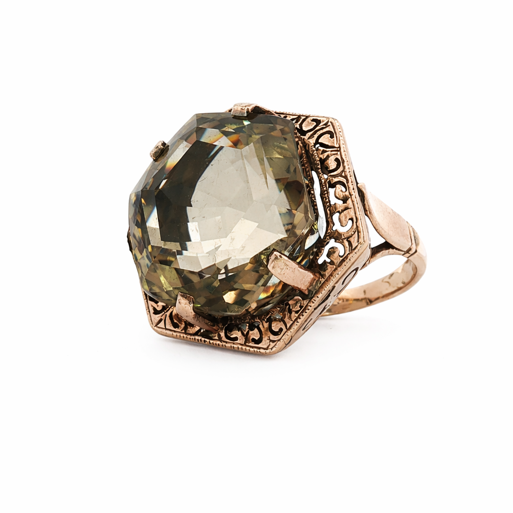 Handmade Hexagon Smokey Quartz Estate Ring Harris Jeweler Troy, OH