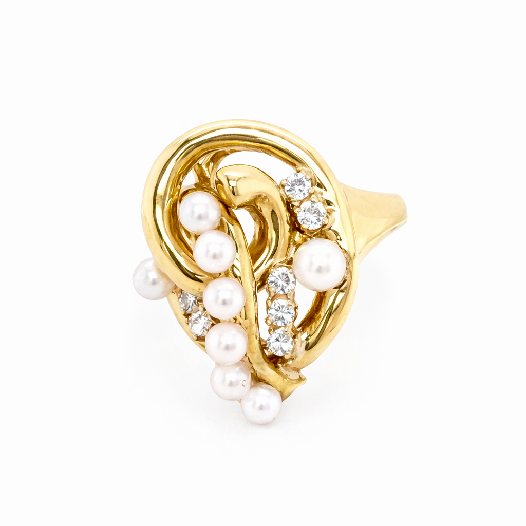 Pearl and Diamond Estate Ring Harris Jeweler Troy, OH