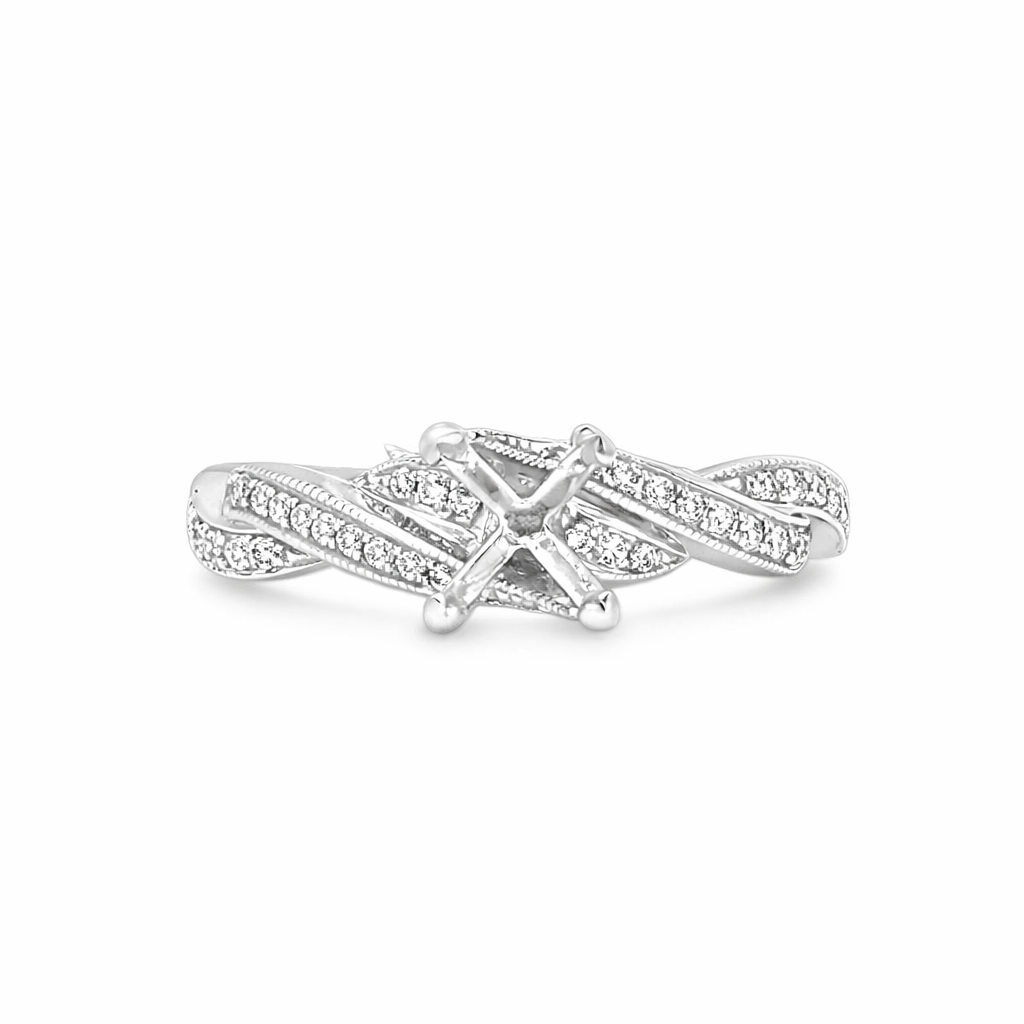 Diamond Twist-Style Estate Semi-Mount Engagement Ring Harris Jeweler Troy, OH