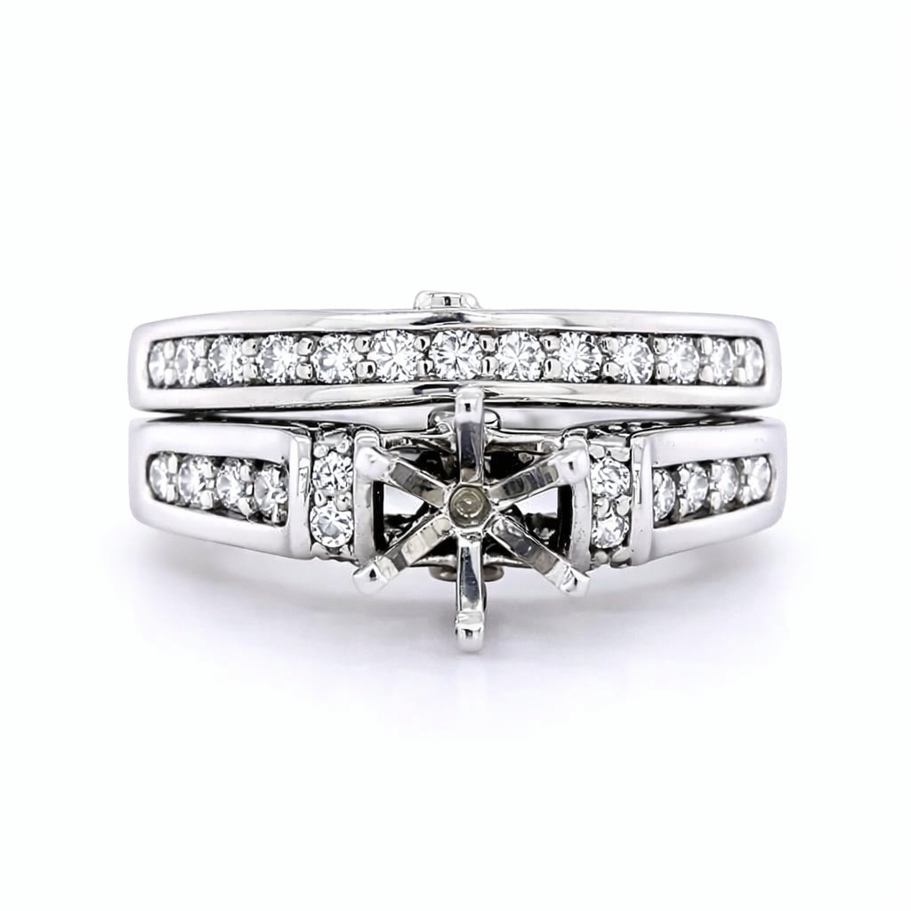 Diamond Estate Engagement Ring Semi-Mount and Wedding Band Harris Jeweler Troy, OH