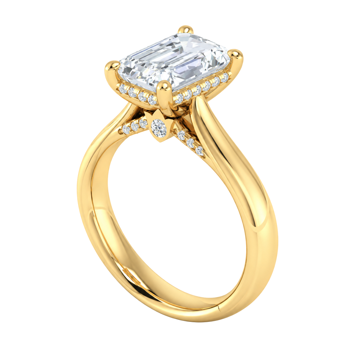 Verragio Emerald Cut Diamond Solitaire Semi-Mount Engagement Ring with Hidden Halo Harris Jeweler Troy, OH