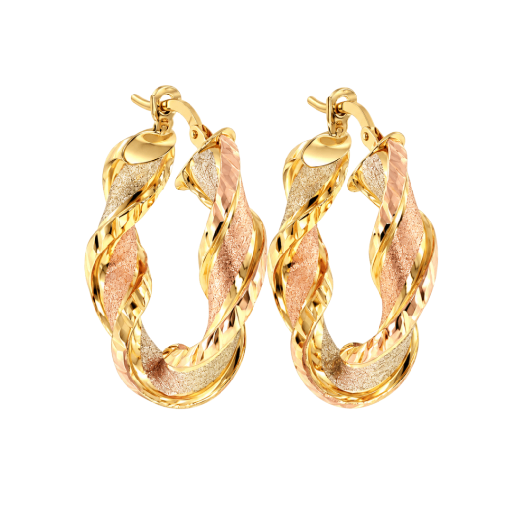 Tri-Color Twisted Hoop Estate Earrings Harris Jeweler Troy, OH