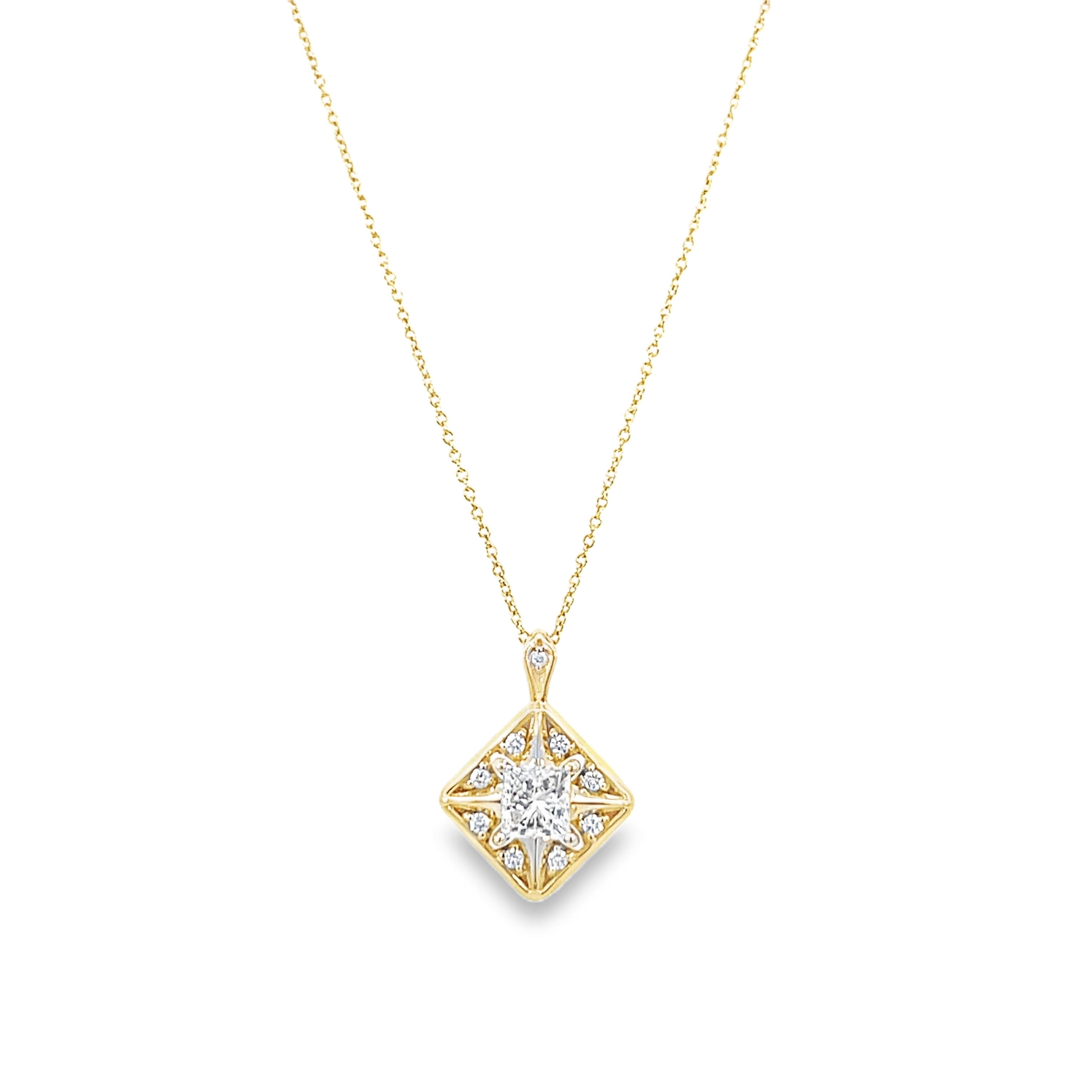 1 1/10 CTW Princess Cut Diamond Halo-Style Pendant Harris Jeweler Troy, OH