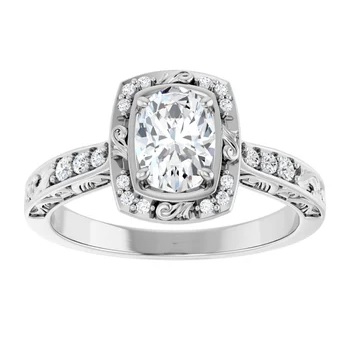 Oval Diamond Vintage Filigree Semi-Mount Engagement Ring Harris Jeweler Troy, OH