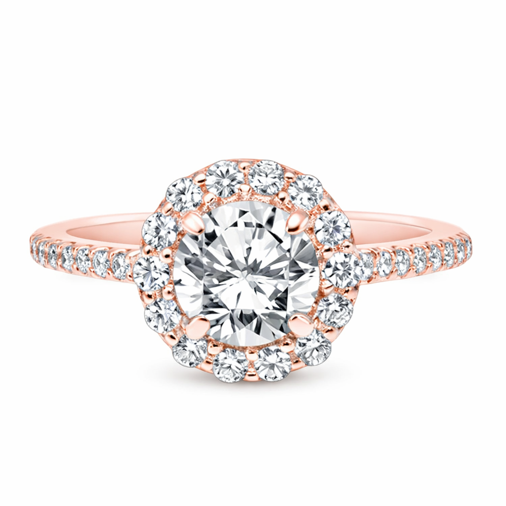 Rose Gold Halo-Style Diamond Semi-Mount Engagement Ring Harris Jeweler Troy, OH