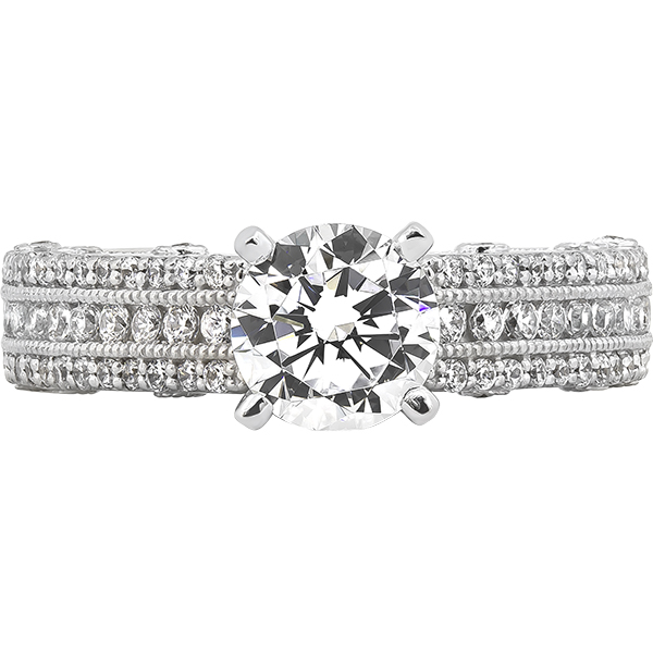 Three-Row Diamond Engagement Ring Semi-Mount Harris Jeweler Troy, OH