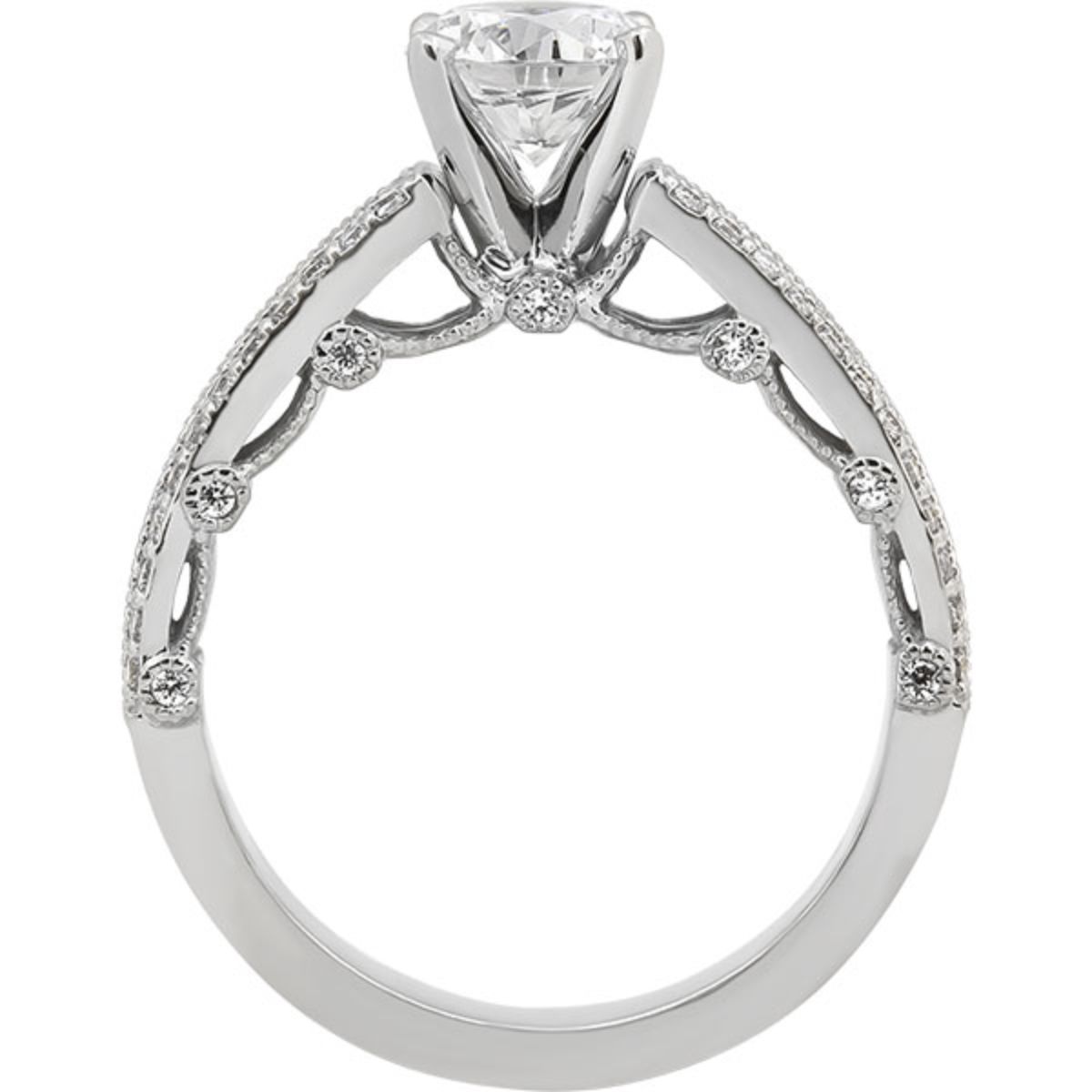 Three-Row Diamond Engagement Ring Semi-Mount Image 2 Harris Jeweler Troy, OH