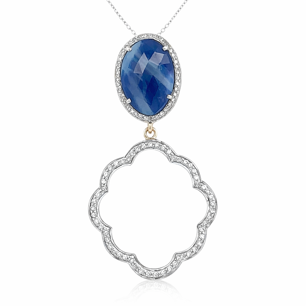 Rough Sapphire and Diamond Necklace Harris Jeweler Troy, OH