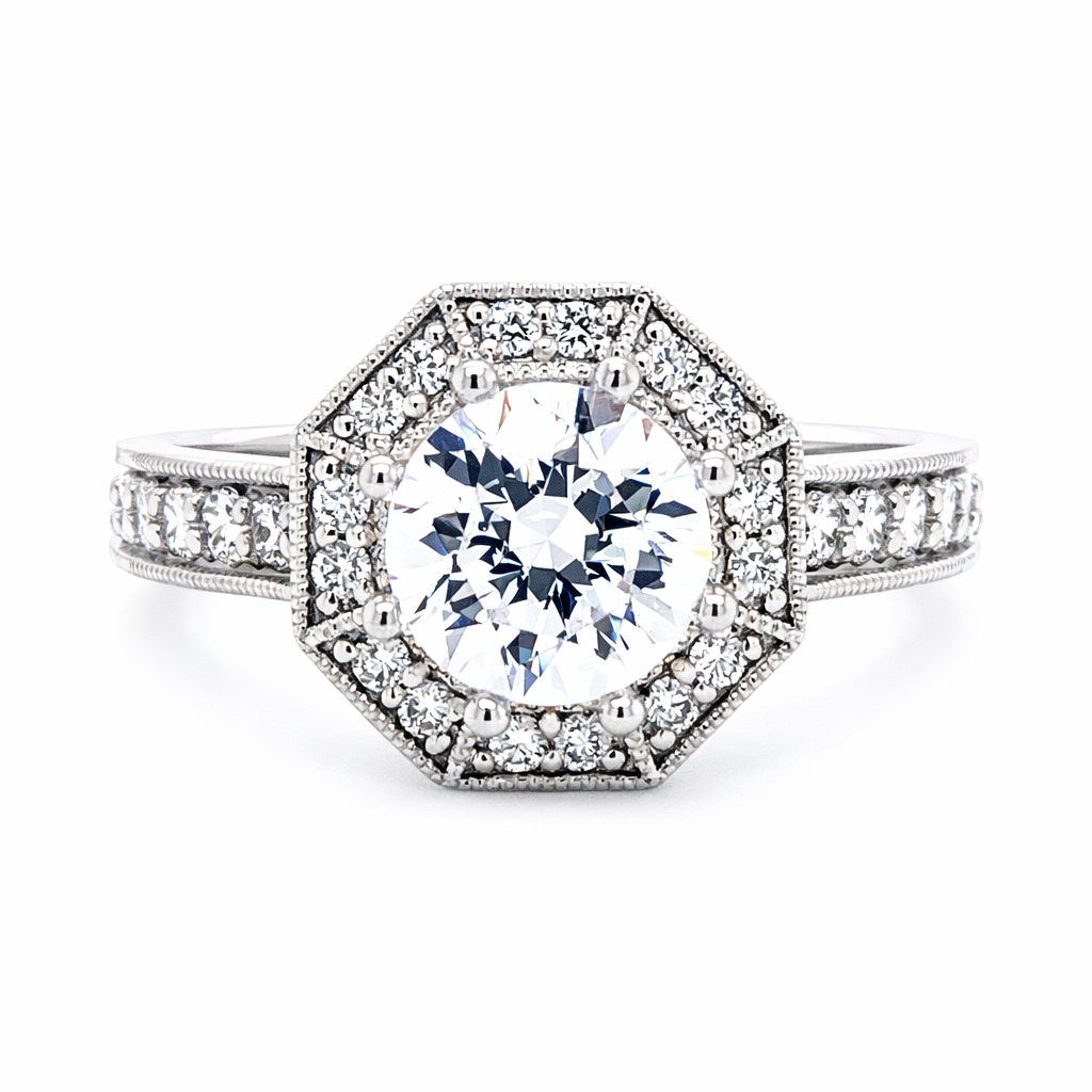 Round Halo-Style Diamond Semi-Mount Engagement Ring Harris Jeweler Troy, OH
