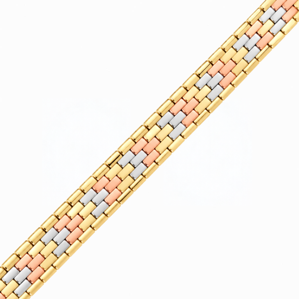 Tri-Color Brick-Style Estate Bracelet Harris Jeweler Troy, OH