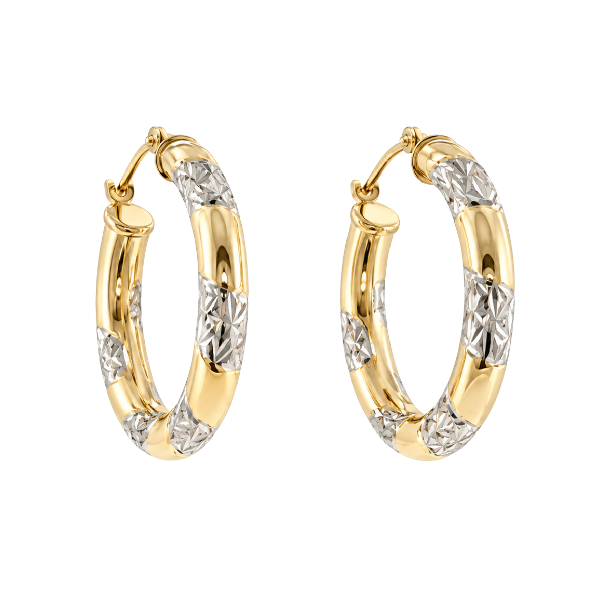 Two-Tone Diamond Cut Estate Hoop Earrings Harris Jeweler Troy, OH