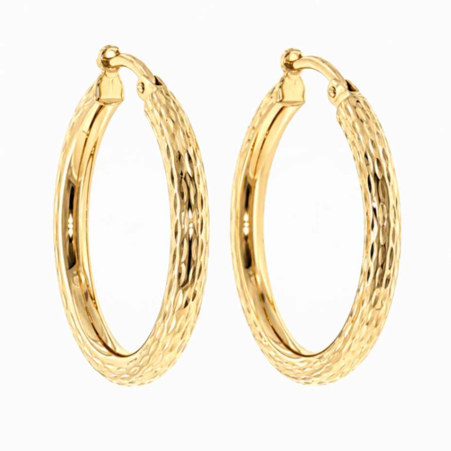 Gold Diamond-Cut Estate Hoop Earrings Harris Jeweler Troy, OH