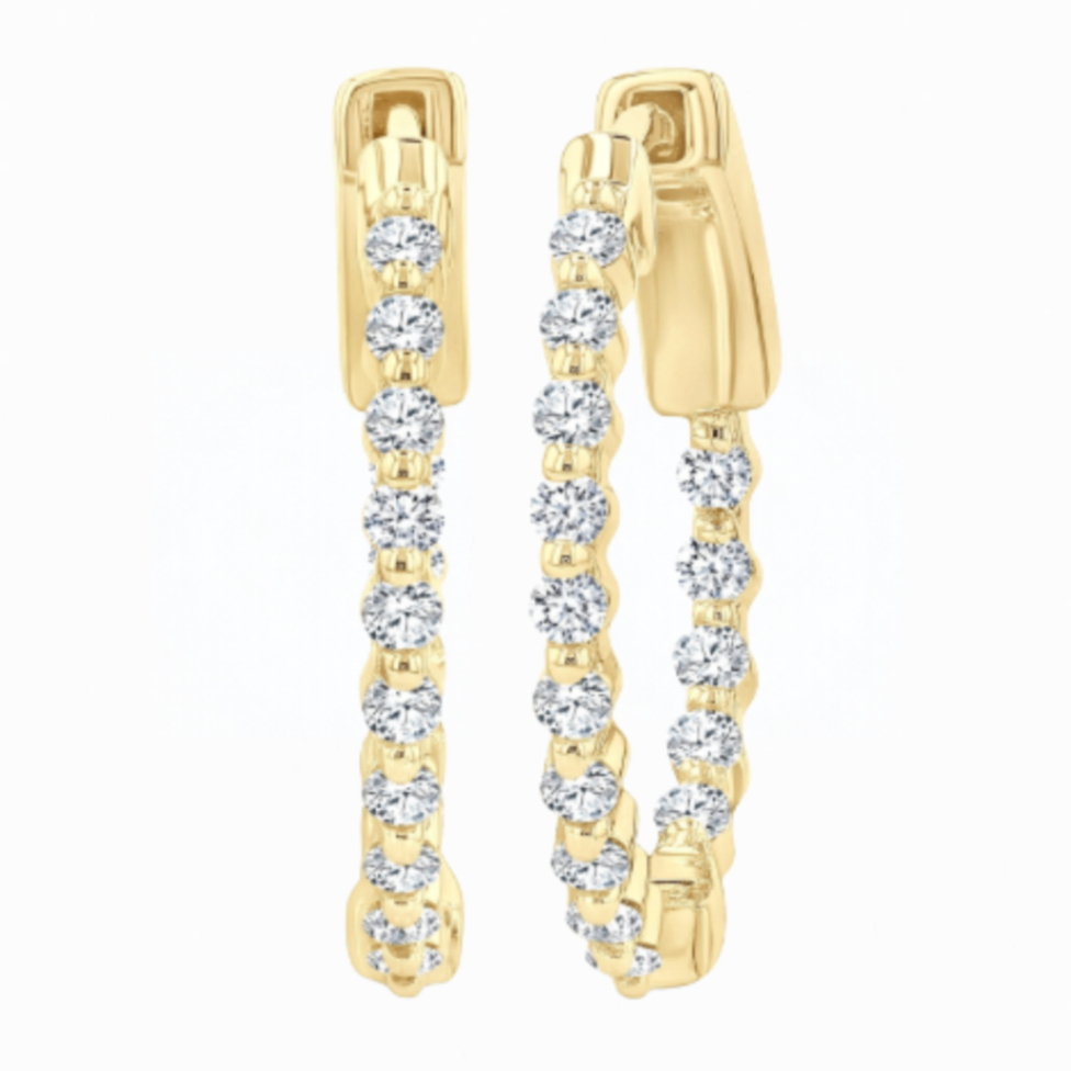 1/2 CTW Inside/Outside Single Prong Diamond Hoop Earrings Harris Jeweler Troy, OH