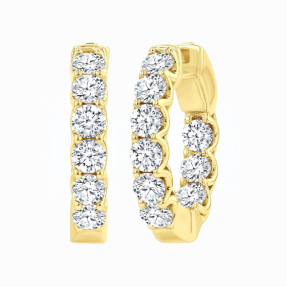 3 CTW Inside/Outside Single Prong Diamond Hoop Earrings Harris Jeweler Troy, OH