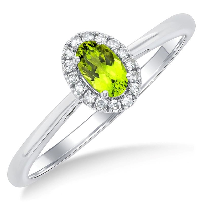 Peridot and Diamond Halo-Style Ring - August Birthstone Harris Jeweler Troy, OH